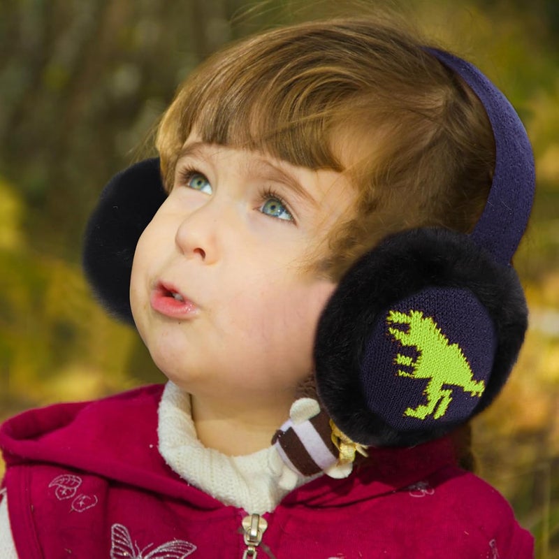 BUTITNOW Toddler Kids Knit Dinosaur Earmuffs Soft Plush Comfortable Winter Outdoor Ear Warmers for Boys Girls - Image 5
